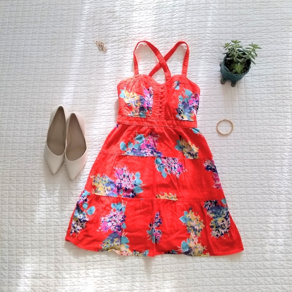 American Eagle floral tiered dress